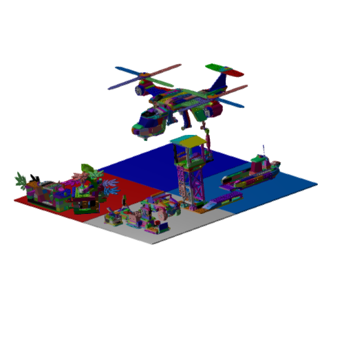 乐高玩具拼图的空投直升机设计模型